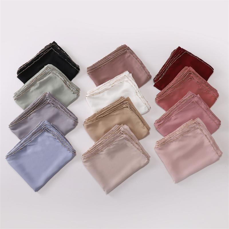 Gold Ball Bubble Chiffon Hijab Ramadan Solid Scarves Necklace Chain Shawls Women Sunscreen Headscarf Outdoor Windproof Head Wrap