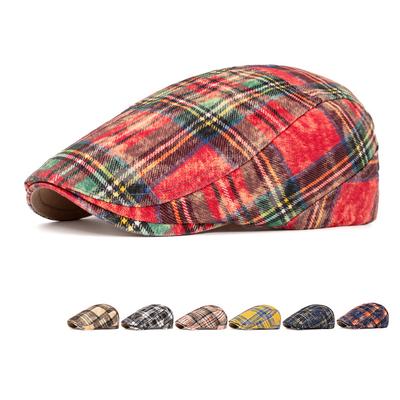 British Style Contrast Color Plaid Beret Women's Spring Summer Artsman's Cap Men's Cap