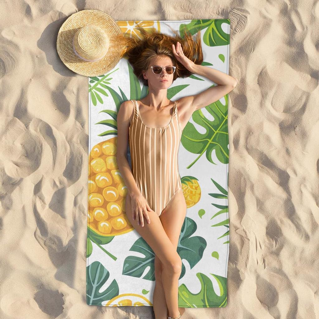Summer Pineapples Fruit Beach Towel Lightweight Microfiber Beach Towels Decor Quick Dry Pool Towel for Beach Travel Swim Camping