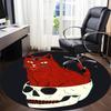 1PC Cat Skull Office Round Area Rug, Mat Suitable For Office, Under Office Chairs Bedroom Living Room Home Decor, Room Deco