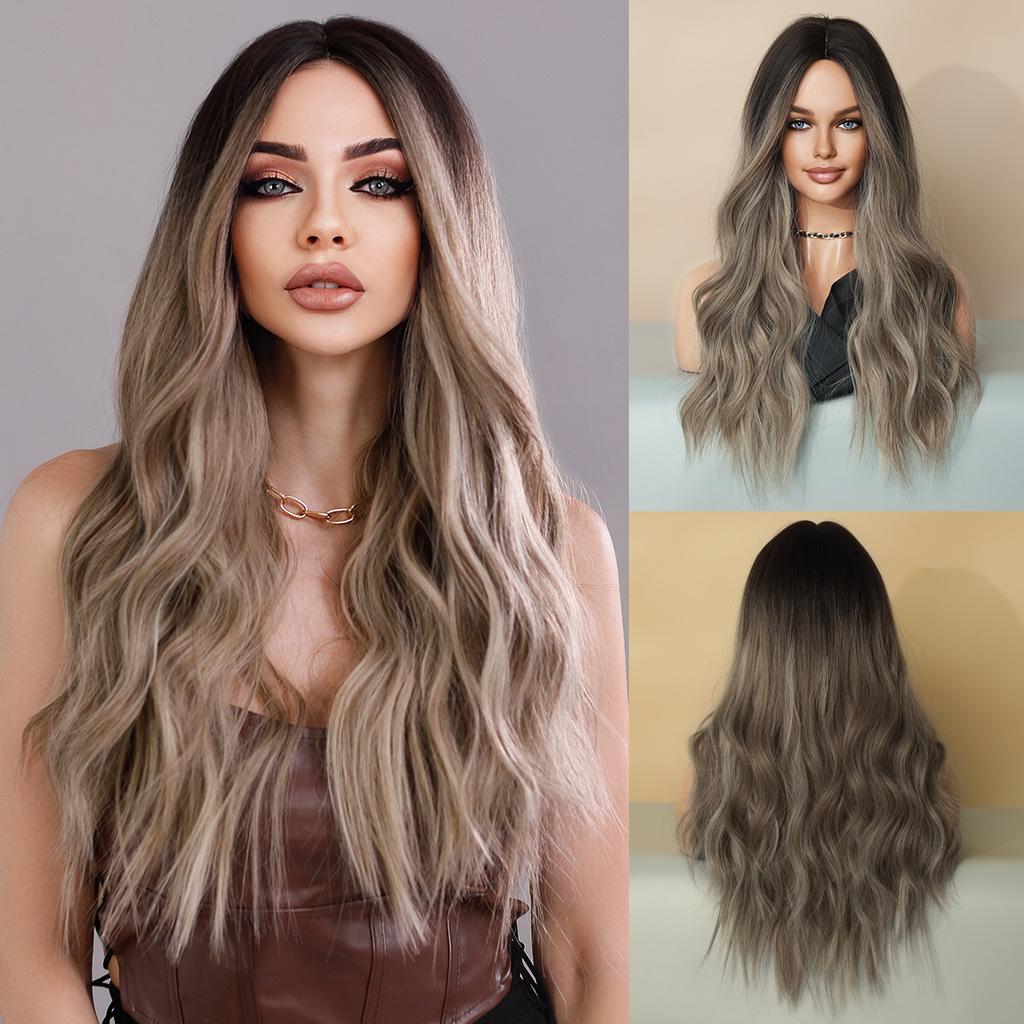 Fashion Women's Medium Gradient Long Curly Wig Big Wave Chemical Fiber Wig