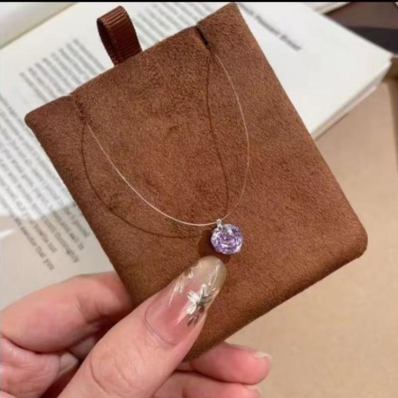 New Necklace, Millennium Rose Cut Necklace, Sparkling Single Zirconium Fishing Line, Transparent Collarbone Chain 40CM