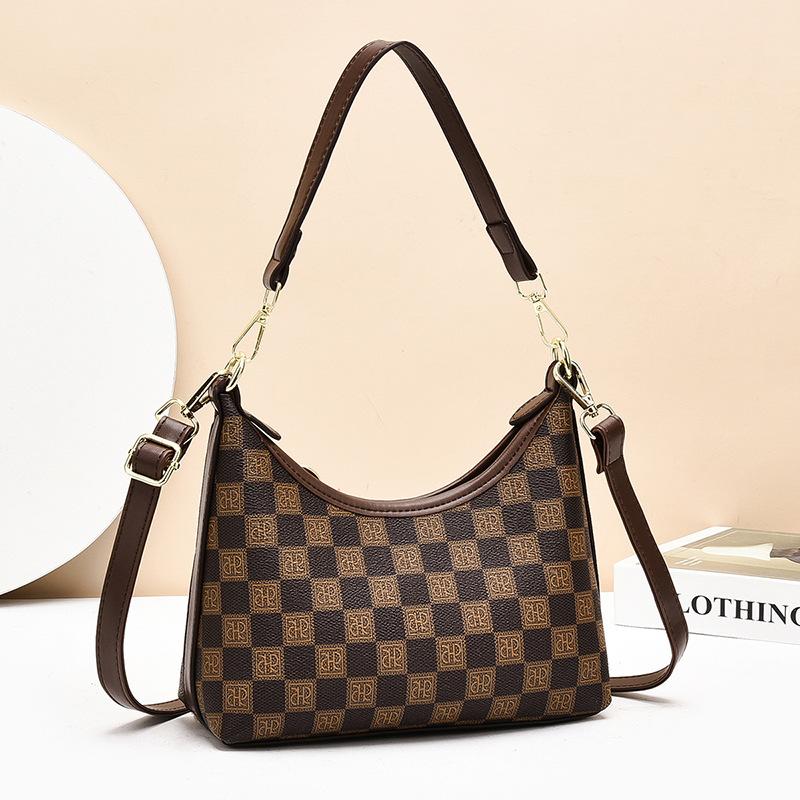 Leichte Luxustasche Damen Umhängetasche 2025 Frühling und Sommer neu einseitig schulterfrei Unterarm Halbmondtasche Blumentasche große Kapazität