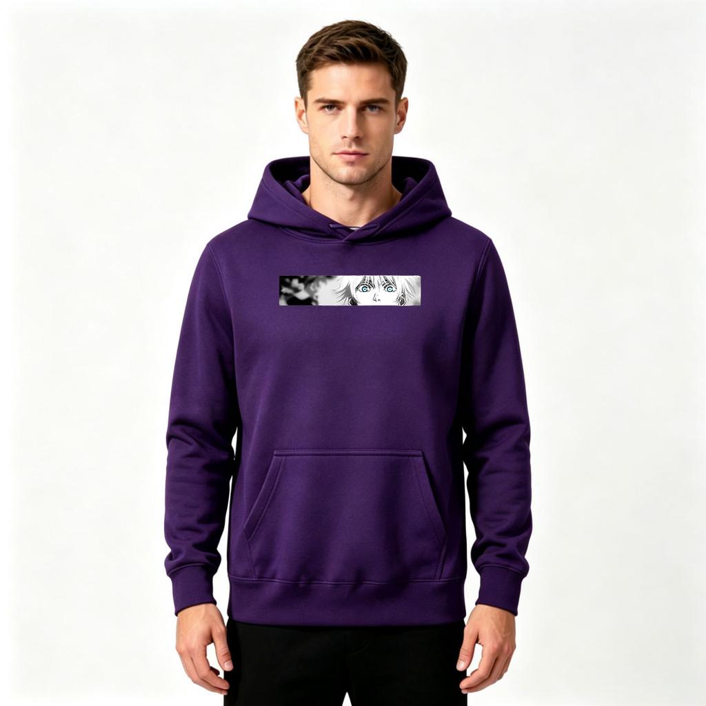 Men's Anime Eye Print Pullover Hoodie Casual Long Sleeve Loose Streetwear Hooded Sweatshirt