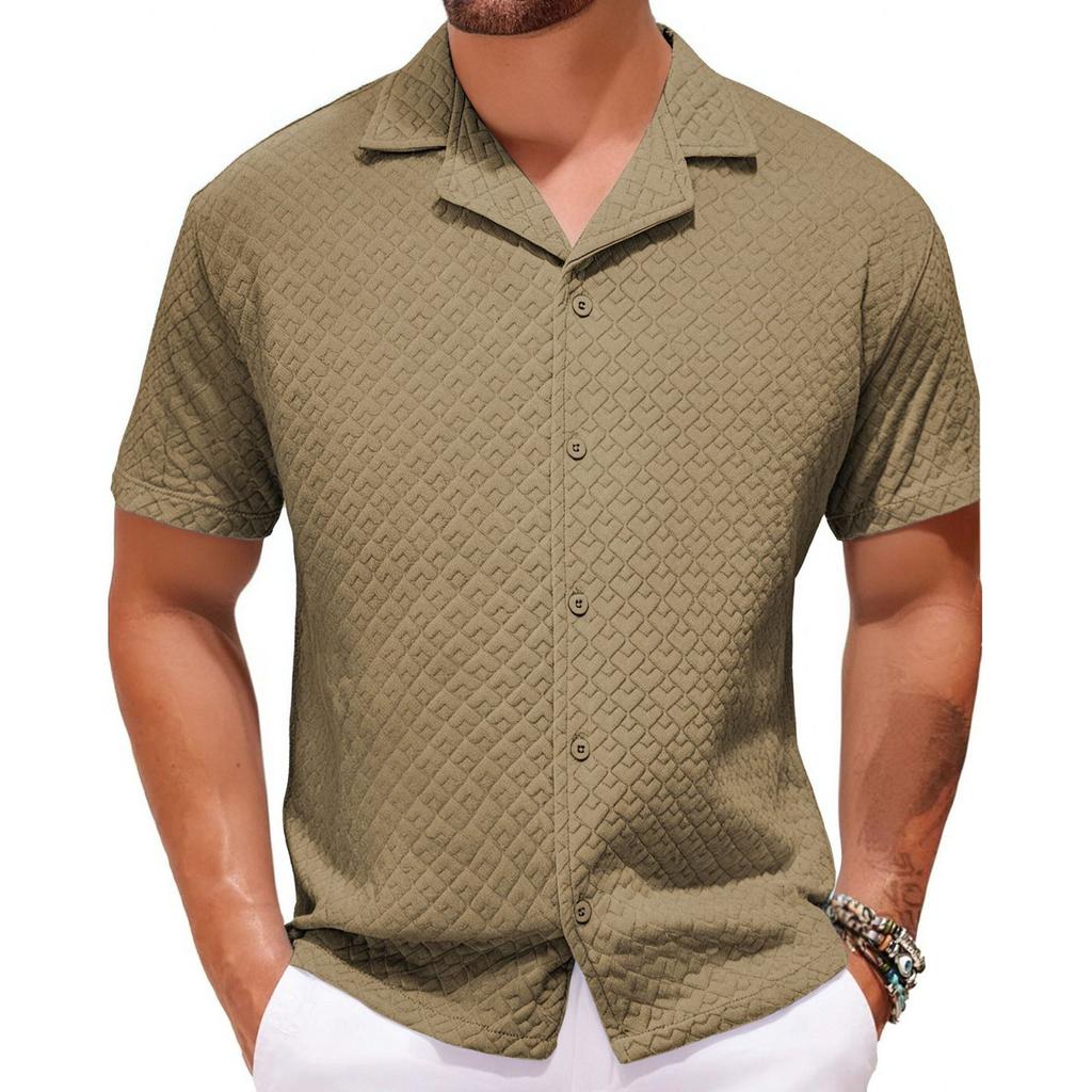 Men's Summer Casual Flower Shirt Fabric Cuban Collar Short Sleeve Shirt -“2AND4”