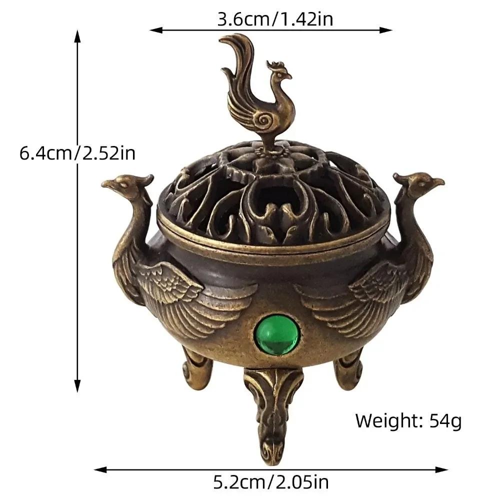Alloy Incense Burner Stick Holder Hollowed Out Patterns Sandalwood Lotus Incense Censer Auspicious Retro Three Legged Stove