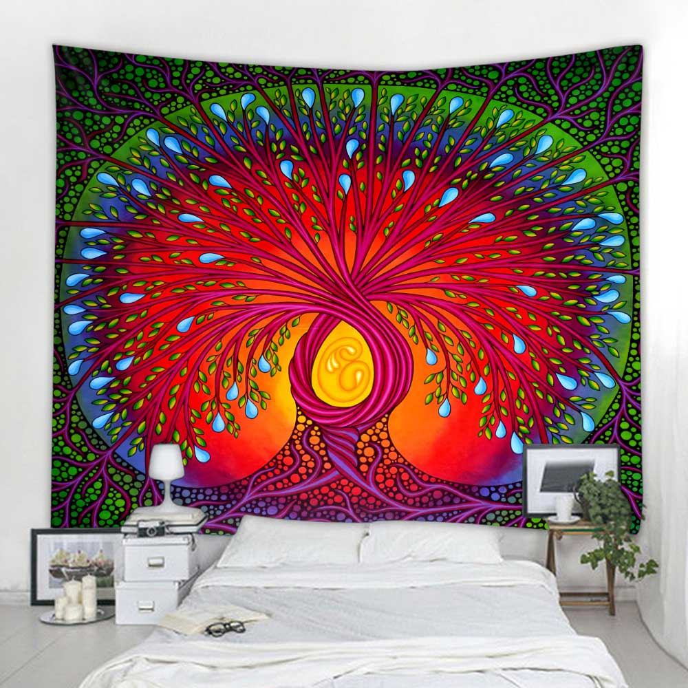 Tree Of Life Tapestry Kawaii Bedroom Decoration Mandala Home Wall Decoration Blankets Aesthetics Living Room Hanging Cloth