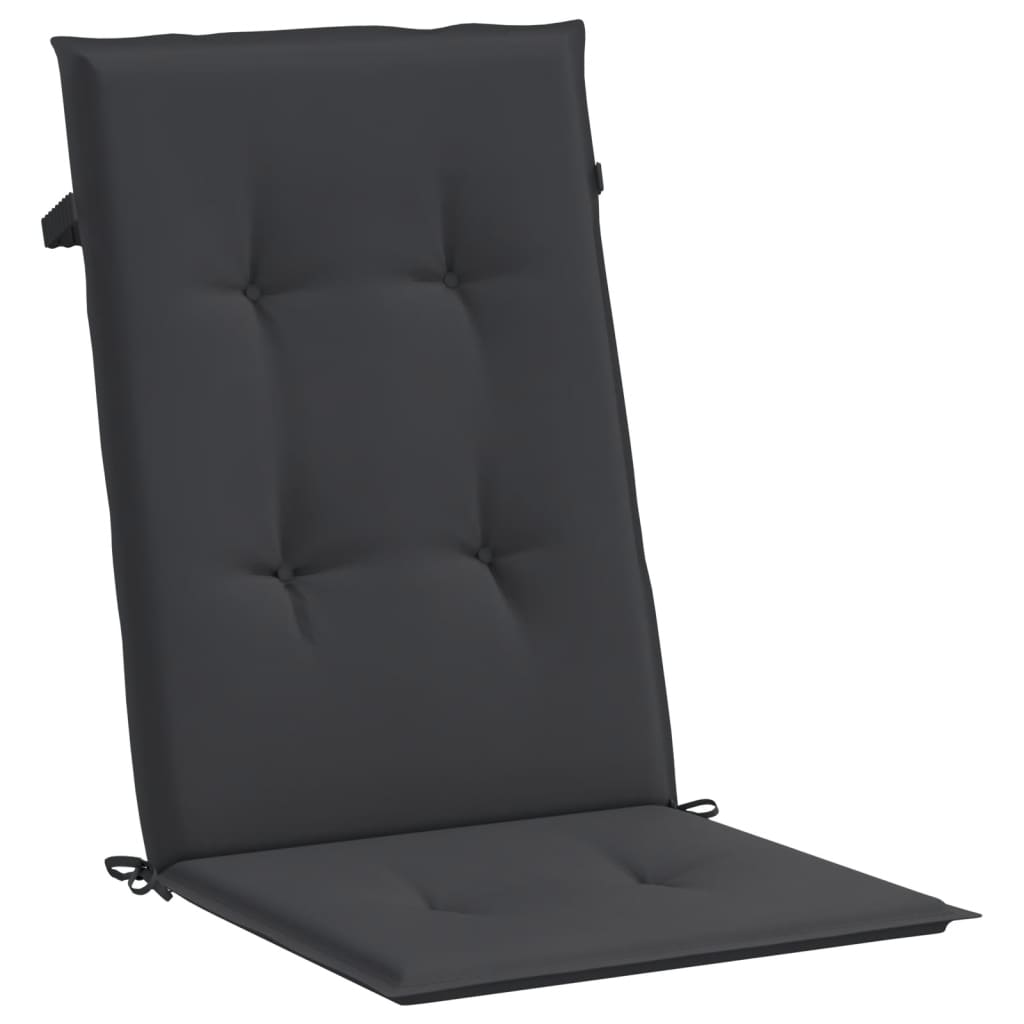Garden Chair Cushions for High Back Chairs 6 Pcs Black 120 X 50 X 3 Cm