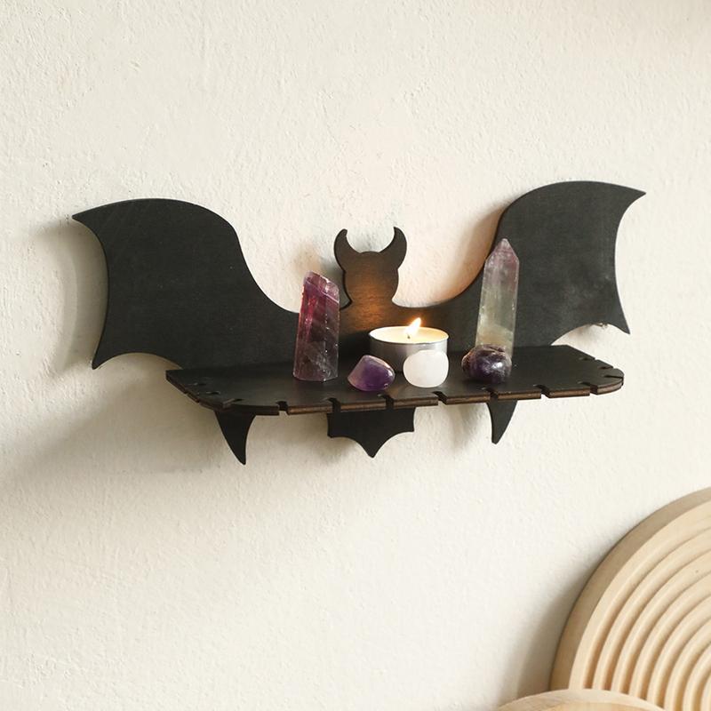 Fledermaus Regal Gotisches Dekor Holzfledermaus Ästhetik Kristallregal Gruselige Wohnkultur Badezimmerregale Tragfähig Für Halloween Zuhause
