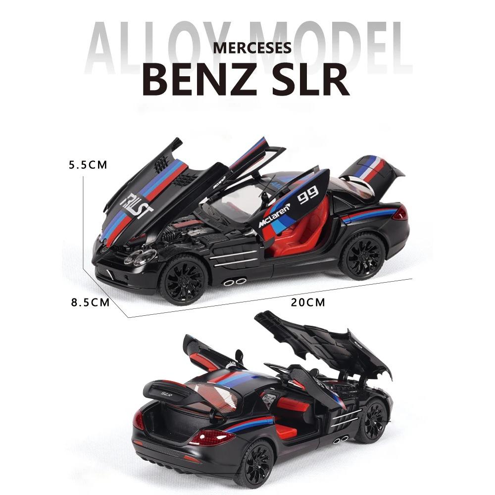 1/24 Mercedes-Benz SLR Legierungsauto Modell Sound und Licht Pull Back Kinderspielzeug Sammlerstücke Geburtstagsgeschenk