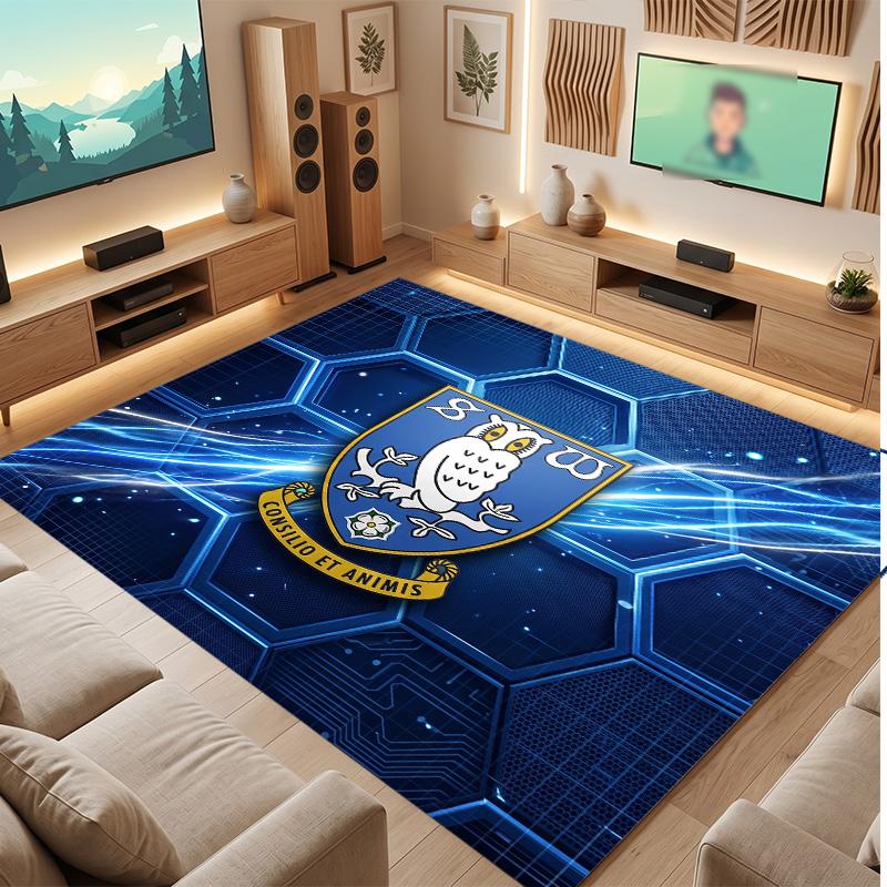 Sheffield Wednesday Football Print Crystal Velvet Rug, Comfortable Water Absorbent Non Slip Indoor Floor Carpet