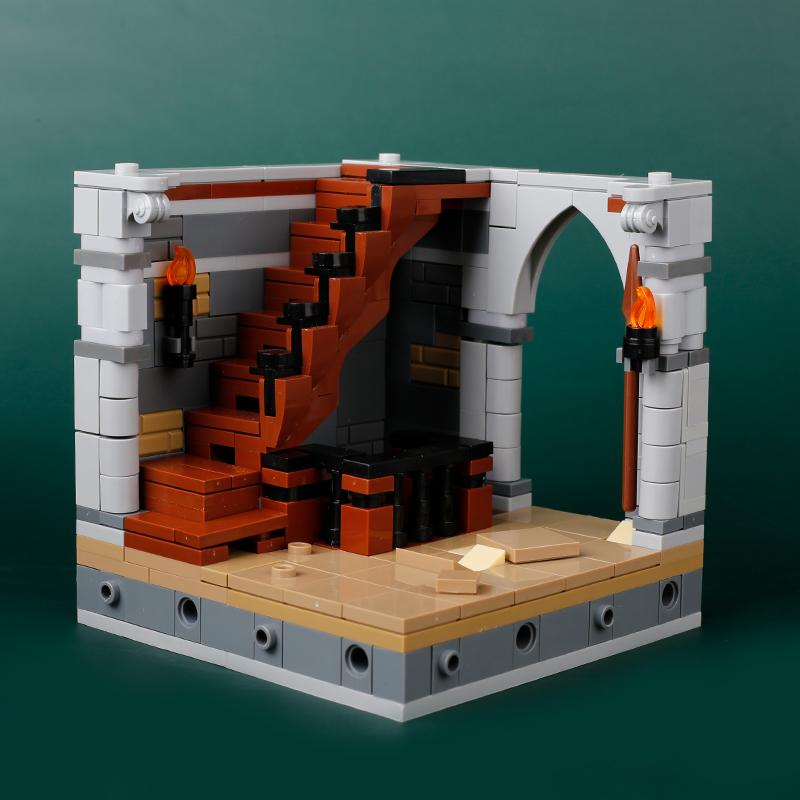 MOC Medieval Castle Building Blocks Set House Bedroom Table Furniture Kitchen Knight Witch Wizard Halloween Skeleton Brick Toys