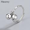 Foxanry Minimalist Copper Color Rings Party Jewelry For Women Korean Cute Creative Design Black Pendant Birthday Accessories