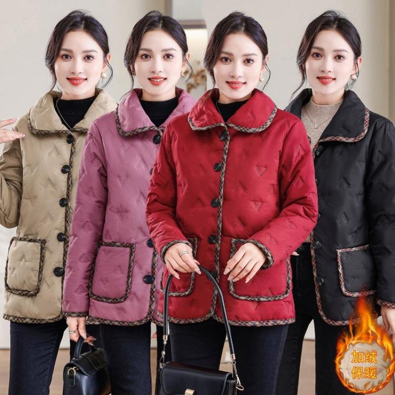 Winter Warm, Piled, Thickened Cotton-padded Clothes, Lapel Collar Short Jacket, Casual Wear, Loose Large Size Cotton Clothes.