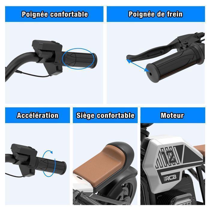 Moto Électrique Enfant - RCB - R9 - 200W - 12 Pouces - 25 km/h - Lumières Ambiantes