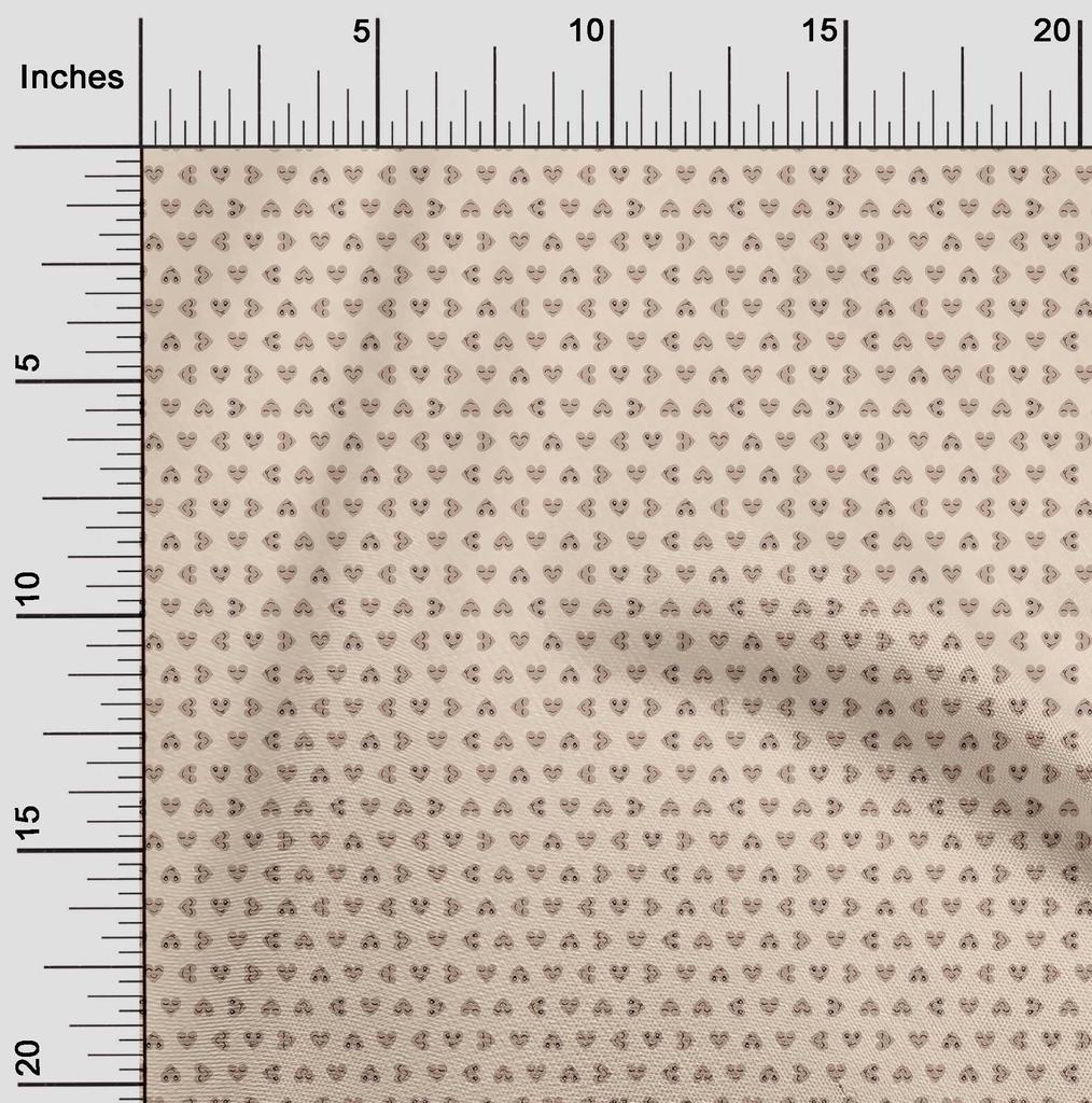 oneOone Cotton Flex Light Beige Fabric Hearts Print   Dress Material Fabric Print Fabric By The Yard 40 Inch