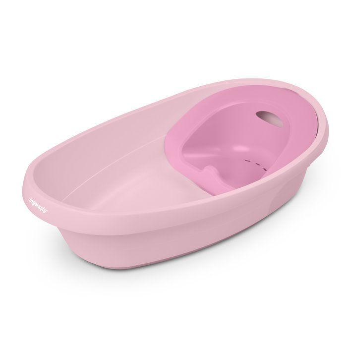 INGENUITY Pink Evolving Baby Bathtub, Extra-large, Fabric Hammock Baby Bather, Sitting Support for Baby, 2 Water Games from 0 To 24 Months
