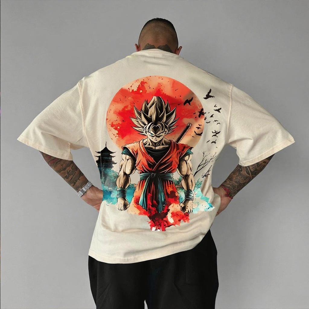 Dragon Ball Goku anime printed mens shortsleeved Tshirt summer pure cotton street culture printed casual top