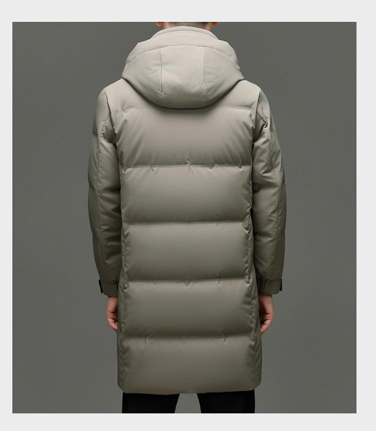 Men's Casual 90% White Duck Down Hooded Jacket - 2025 Winter Middle-aged Business Outerwear