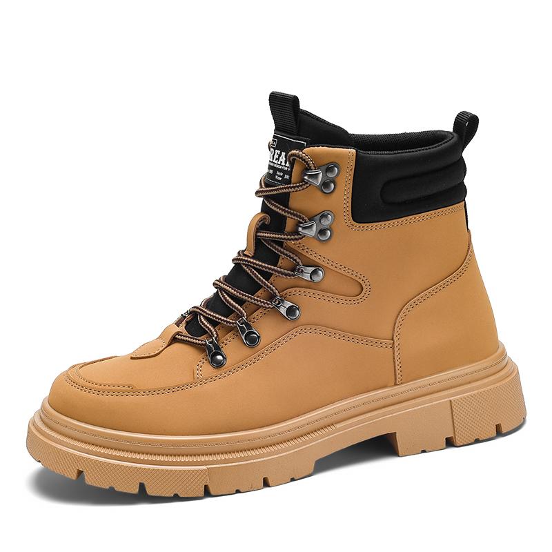 Men's Snow Boots Plush Warm Work Boots Waterproof Anti-slip Thick-soled Outsoor Hiking Shoes for Men High-top Climbing Walking