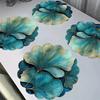 2/4 PIECES Blue Almond Leaf Table Mats - Washable, Anti-Slip, Heat-Resistant - Round Table Mats for Parties and Home Use