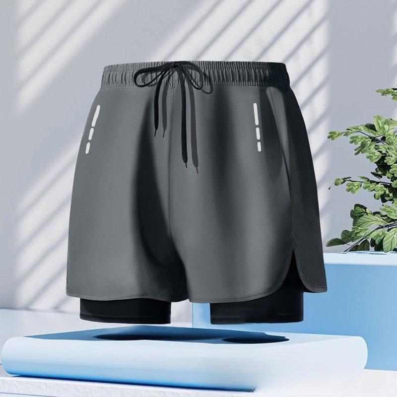 Men's Swim Trunks Quick Dry Loose Fit Double Layer Sports Shorts for Swimming Running