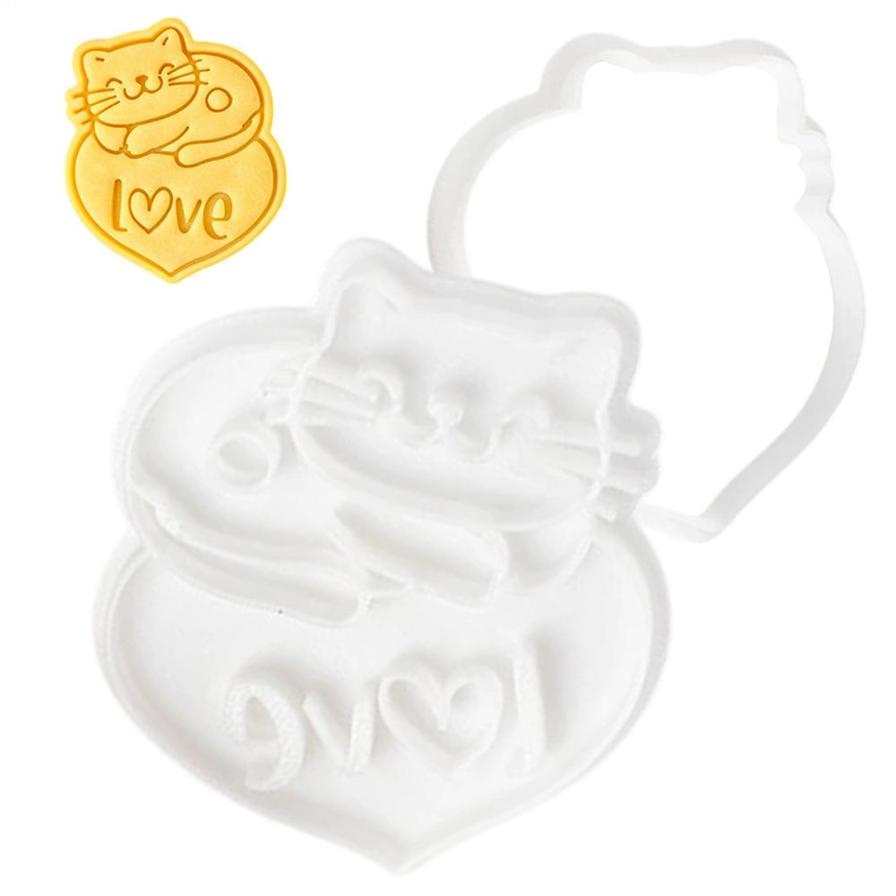 Cat Baking Mold Biscuits Cutter Stamp Cook Tool Easy Demolding Cute Mould For Baking Wedding Party Valentine Festival