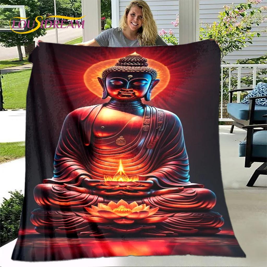 Manta 3D Sakyamuni Buddha Guanyin Bodhisattva budismo fe religión manta suave para el hogar orar dormitorio camas funda de sofá