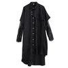 Dimanaf Plus Size Loose Dress Blouse Women 2025 Lace Stripe New Summer Style Black Shirt Dress