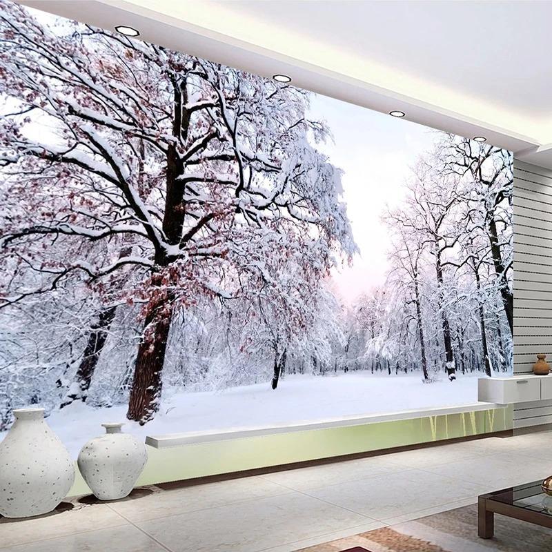 Custom 3D Wallpaper Home Decor Snow Scenery Forest Large Mural Art Wall Painting Living Room Bedroom Background Photo Wall Paper