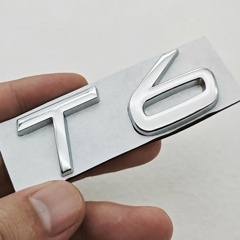 3D Metal Car Badge Logo T5 T6 AWD Rear Trunk Emblem Decals For Volvo S40 S60 S80 V60 V70 V90 XC40 XC60 XC90 Exterior Accessories