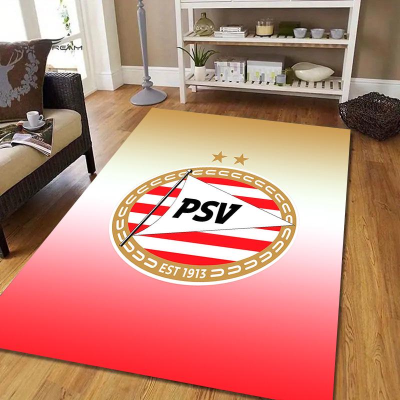 PSV Eindhoven Flannel Pattern Square Carpet,Area Rug,Carpet Rug for Living Room Bedroom Sofa Playroom Decor,Non-slip Floor Mat