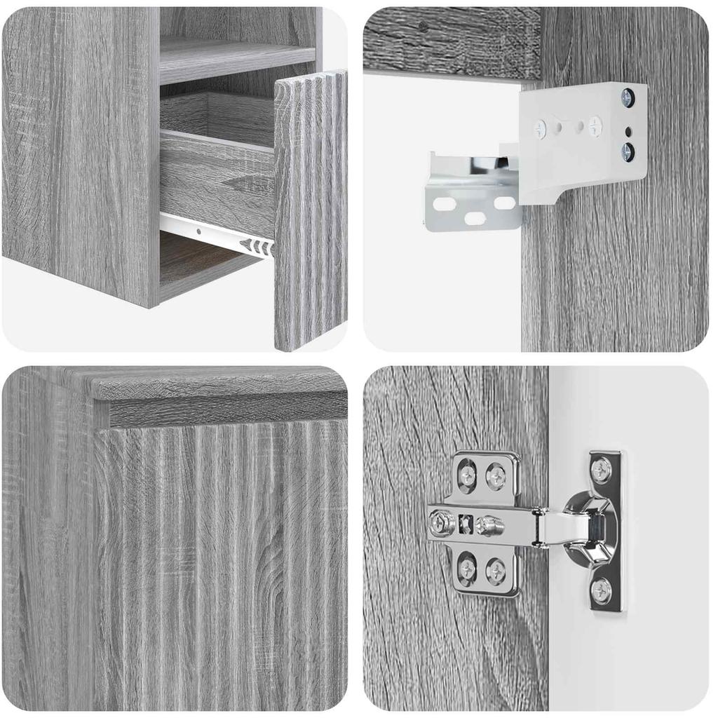 Bathroom Furniture Set 5 Pieces Grey Sonoma 33 x 34.5 x 160 cm
