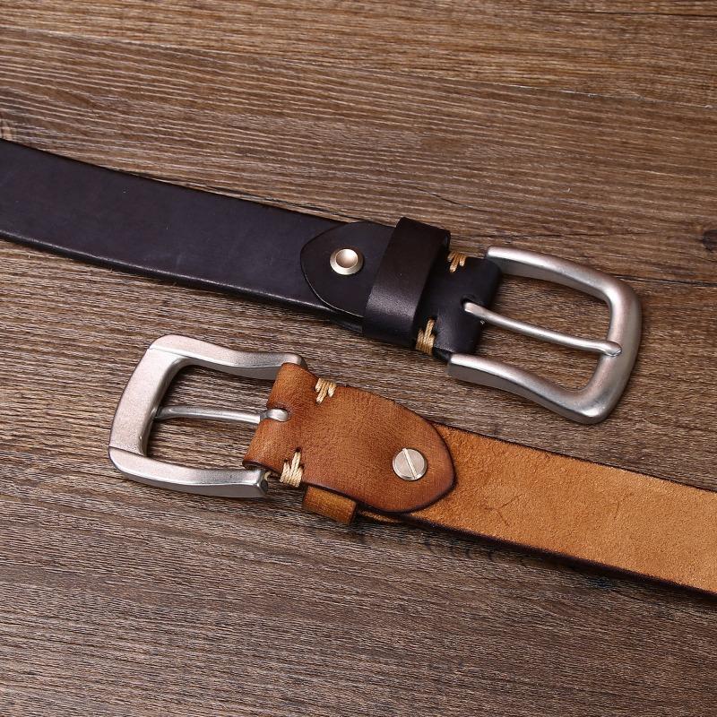 New Retro Washed Extra Thick First Layer Cowhide Belt Men's Casual Belt Men's