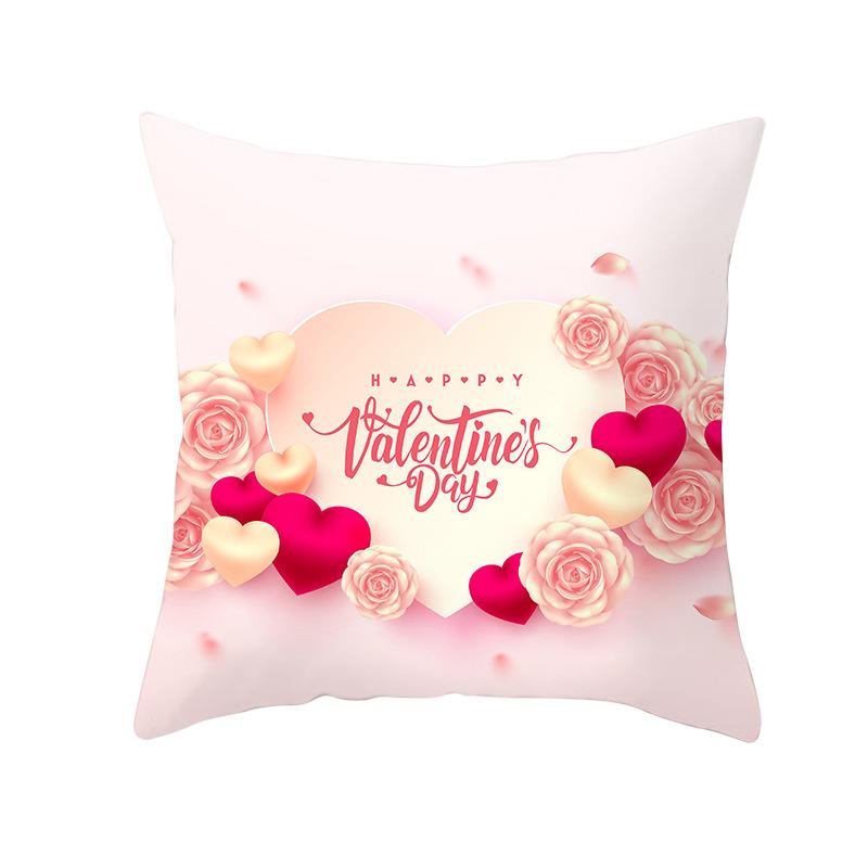Pink Series Valentine's Day Peach Skin Pillowcase Home Sofa Cushion Cover Square Pillowcase