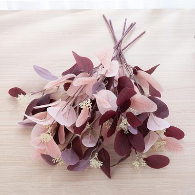 Artificial Eucalyptus Leaves Flowers Branch Fake Plant Decoration for Wedding Home Flower Arrangement Blue Pink Eucalyptus Decor