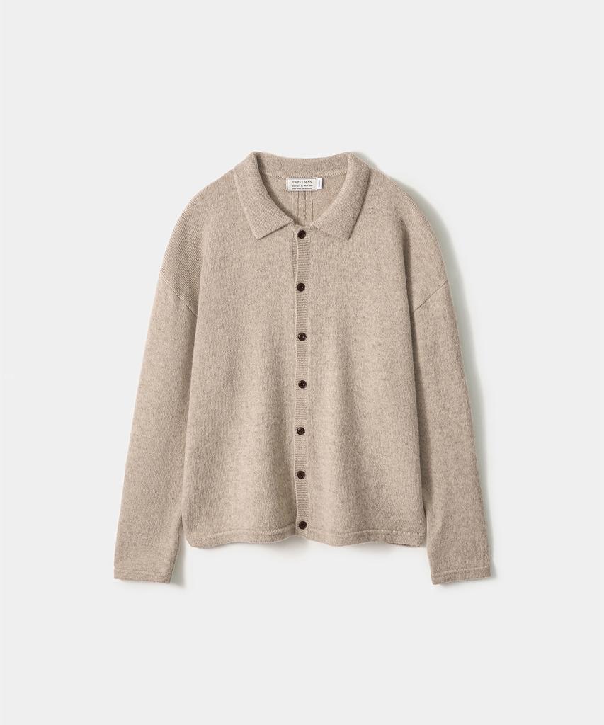 Trip Le Sens [100% Wool] Pure Light Collar Cardigan_Beige