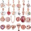 Rose Gold Copper Family Heart Daisy Leaf Pendant Diy Charm Beads Original Accessories Bracelets Women Jewelry