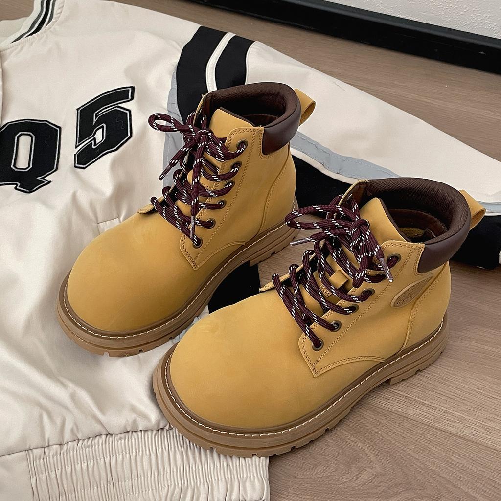 Queen Fan retro British style platform Martin boots women's 2025 new summer with skirt rhubarb short boots