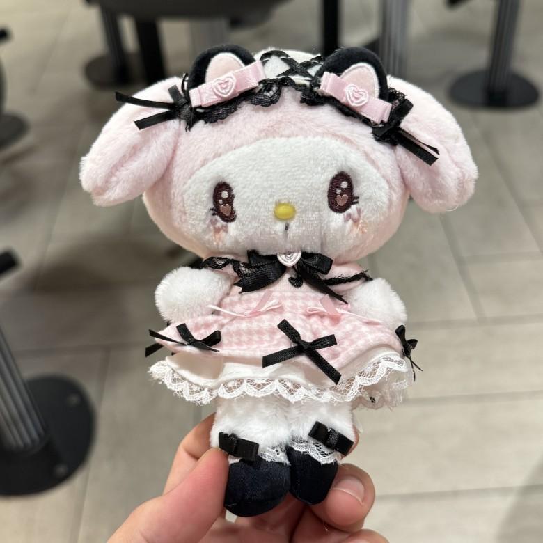 And Plush Keychain With Checkered Maid Outfit Decoration
