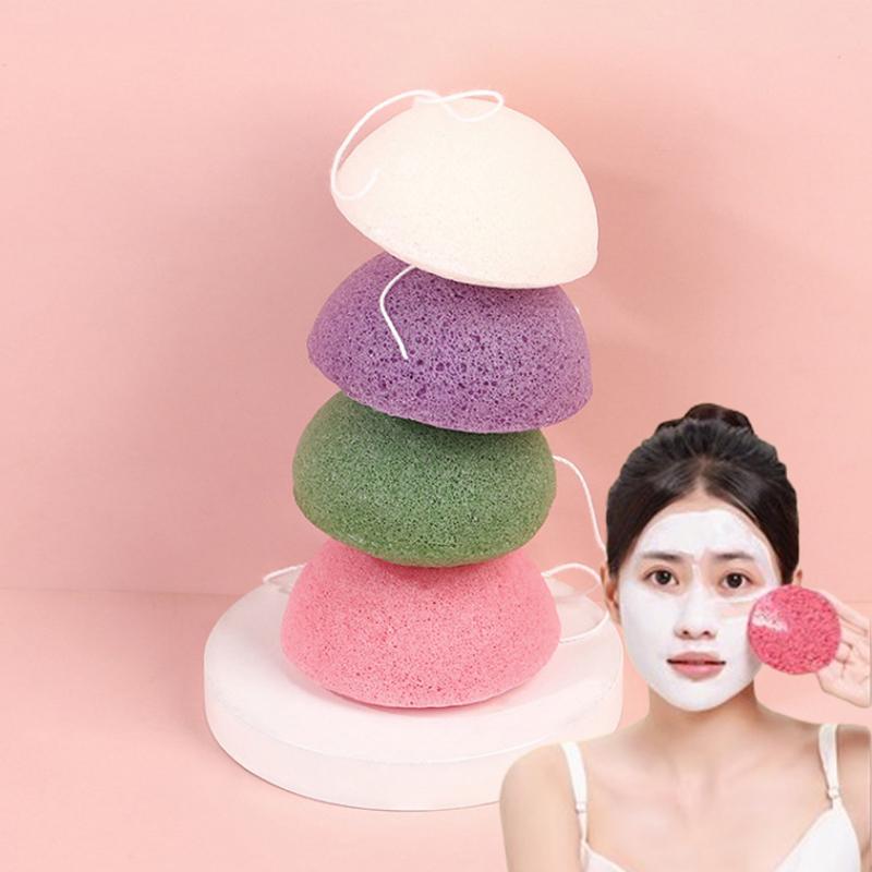 Fiber Material Round Facial Cleansing Exfoliator Face Wash Cleaning Sponge Face Wash Puff 1/5 Pcs Konjac Cleansing Sponge