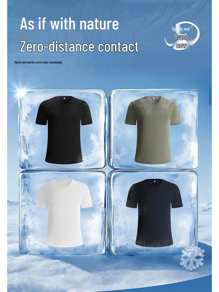 Bamboo Cotton Men's Short Sleeve Round Neck T-shirt - Breathable, Casual, Trendy Korean & Hong Kong Style for Spring/Summer