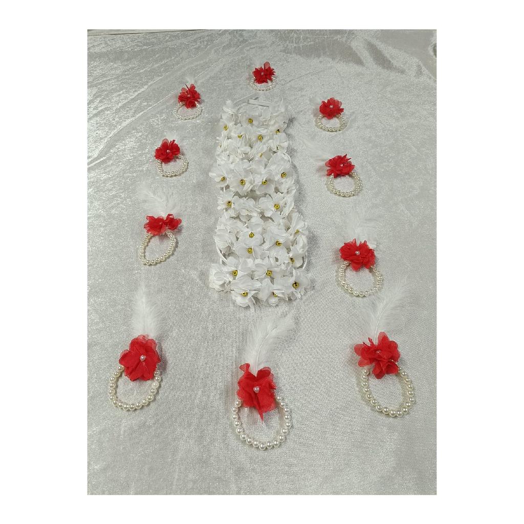 White Laser Rose And Pearl Bridesmaid Crown And Bridesmaid Bracelet, Henna Night, Bachelorette Party, Bride To Be