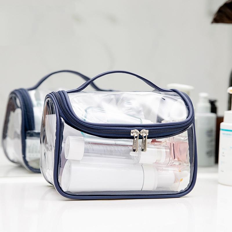 

Capacity Large Waterproof Transparent Laser Cosmetic Bag Portable Bag Storage DarkBlue