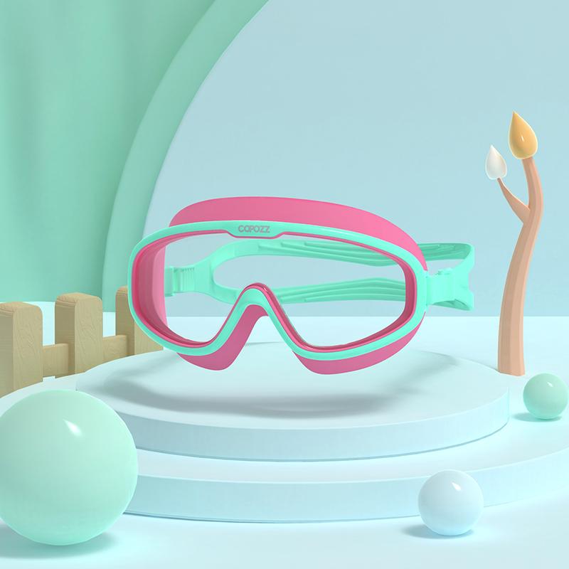 Kids Swimming Goggles Waterproof Adjustable Silicone Child Swim Glass Anti-fog UV Protection Big Frame Eyewear with Case