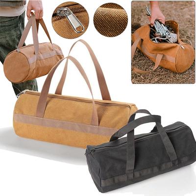 Camping Tools Storage Bag Portable Outdoor Canvas Ground Nail Bag Zippered Pocket Stylish Durable Large Capacity Carry Bag