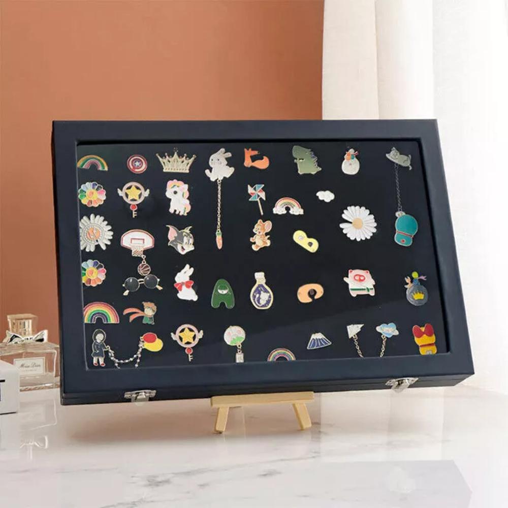 Dustproof Storage Box Peripheral Brooch Badge Display Case Jewellery Organizer Pin Display Box
