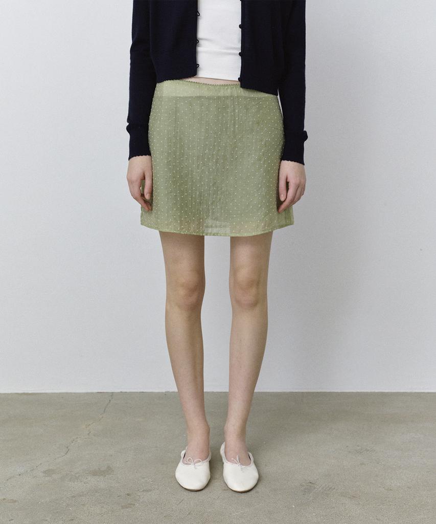 Hane Dot Layer Mini Skirt_Light Olive