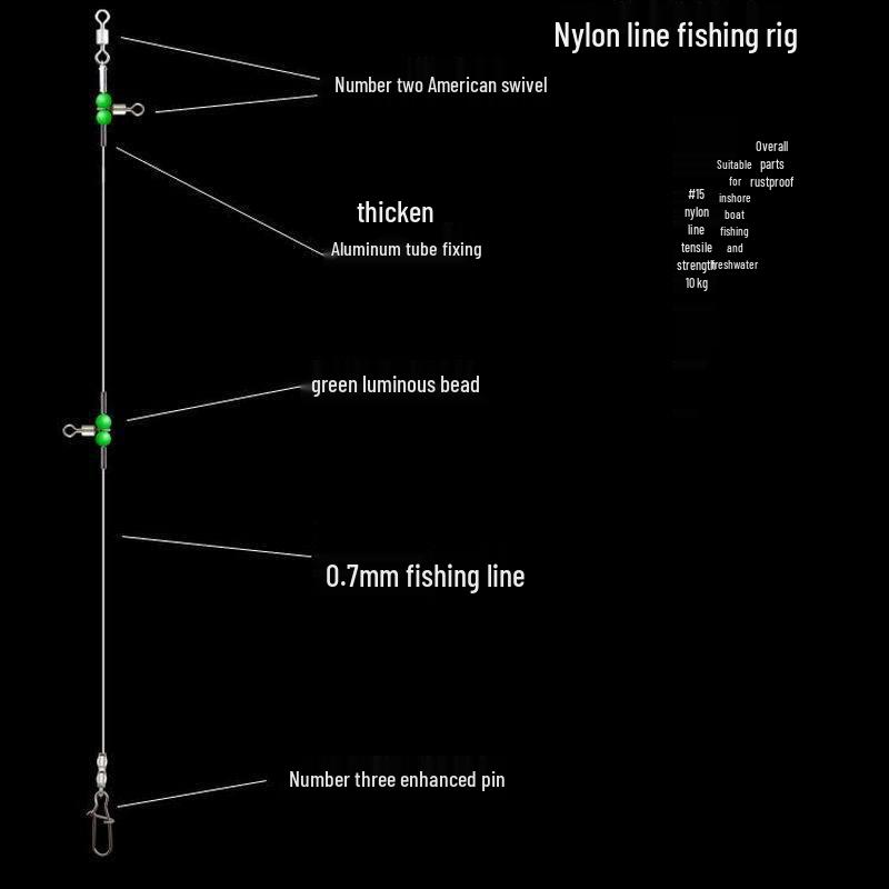 Nylon leuchtende Perlen Wirbel Angelmontage für Wels, Umberfisch, Schlammkarpfen & Felsenbarsch