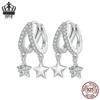 Avle Swaying Double Ring Star Earrings - S925 Sterling Silver, Cross-Border Women's Versatile Design